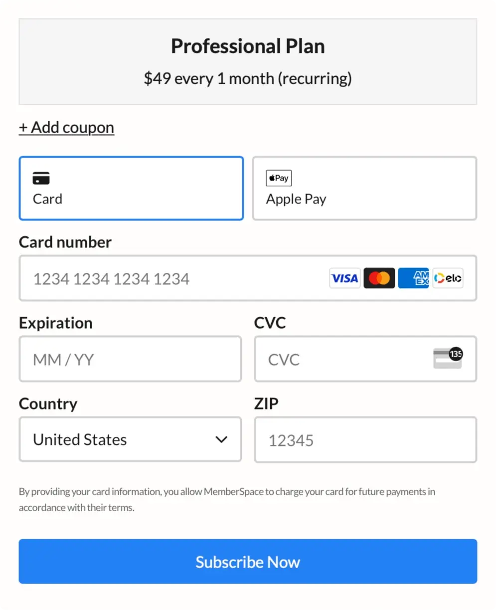 Apple Pay payment method