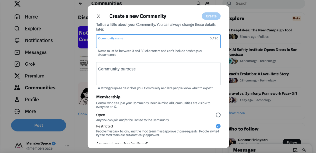 Create Twitter community
