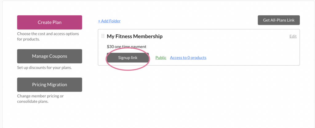 Fitness membership site signup